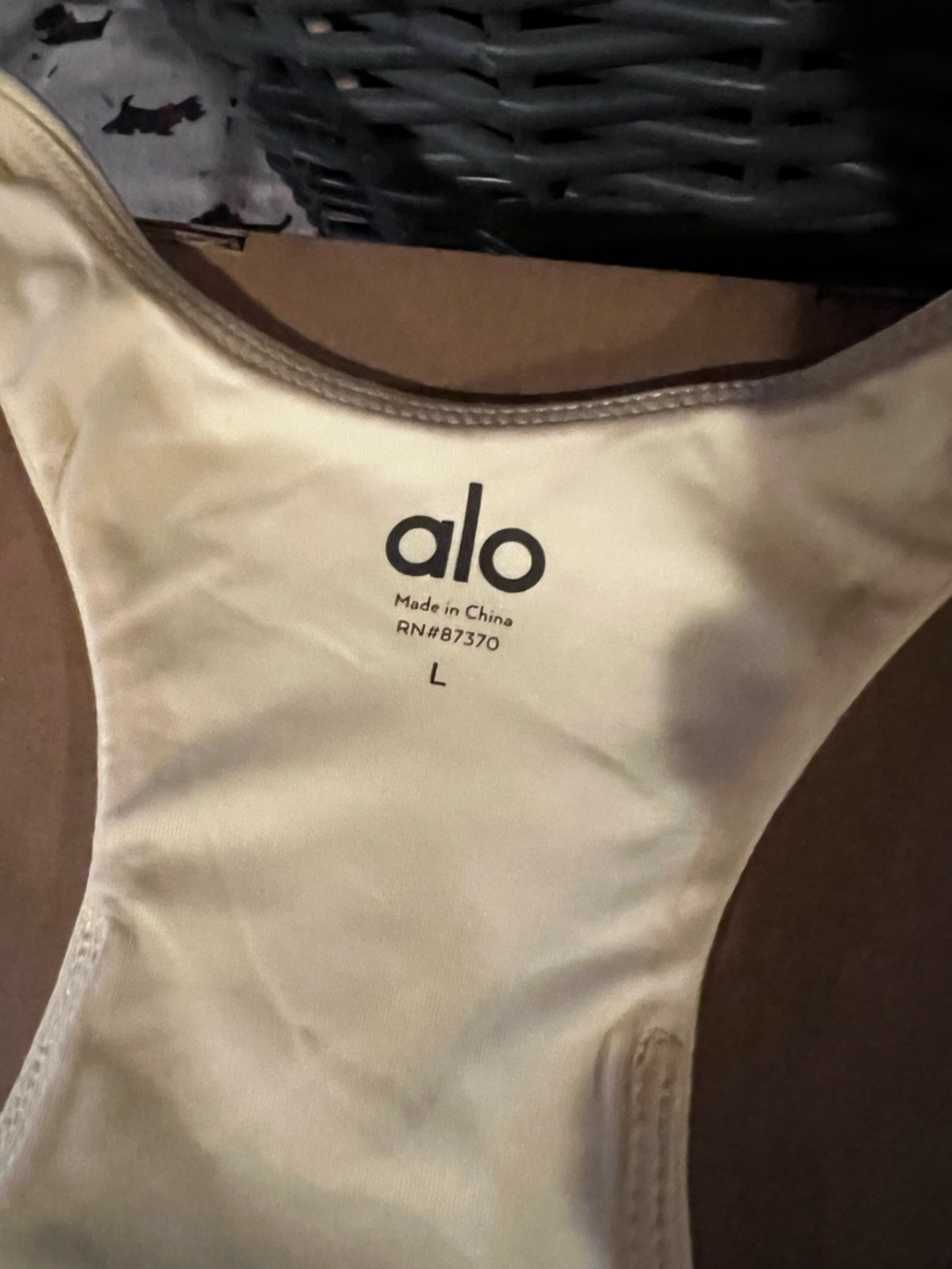 NWOT ALO Yoga Pale Yellow Racerback Bra—sweatshirt material and band, size L - Picture 4 of 4